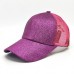 Fashion Pony Cap Messy High Bun Ponytail Adjustable Glitter Mesh Baseball Hat  eb-76938186